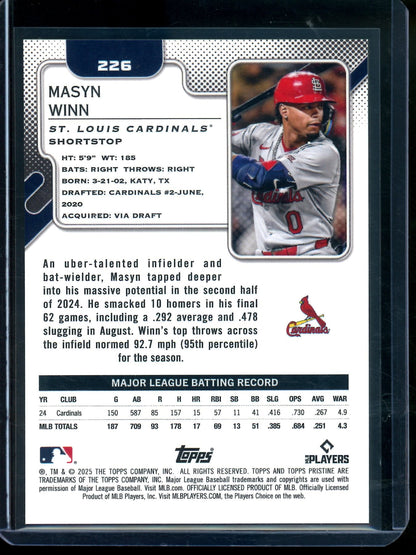 2025 Topps Pristine Masyn Winn Primaries Refractor /10 Cardinals
