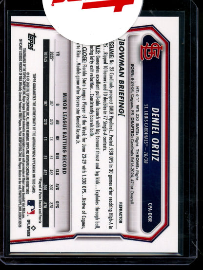 2026 Bowman Chrome Denel Ortiz 1st Refractor Autograph /499 Sealed Cardinals