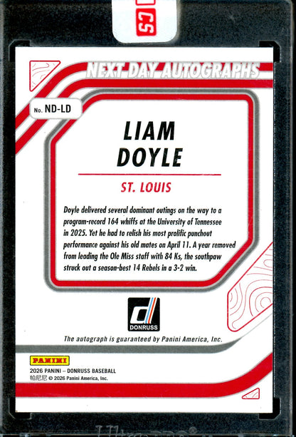 2026 Panini Donruss Liam Doyle Next Day Autographs Cardinals
