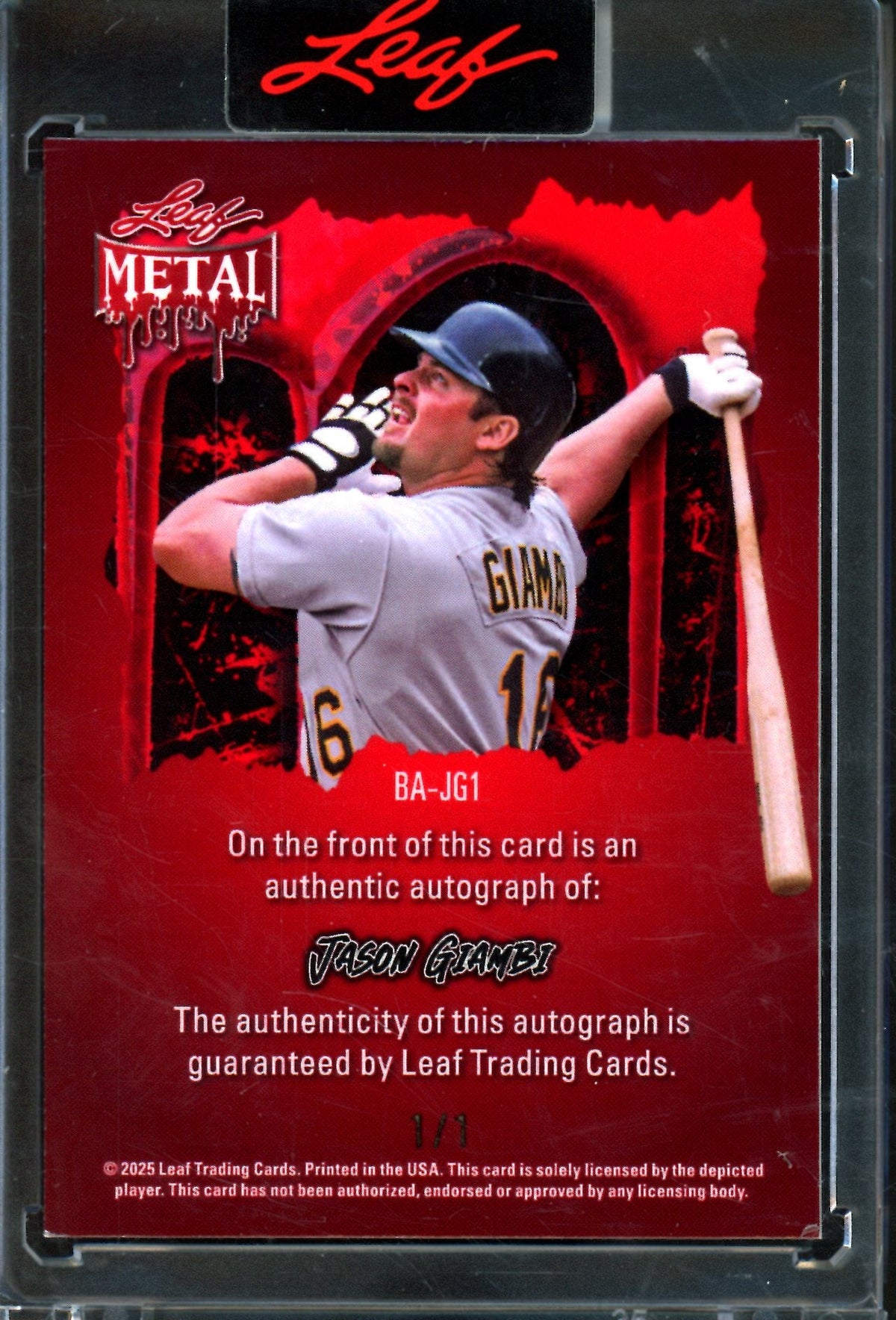 2025 Leaf Metal Jason Giambi Bats Autograph 1/1 Athletics