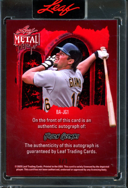 2025 Leaf Metal Jason Giambi Bats Autograph 1/1 Athletics