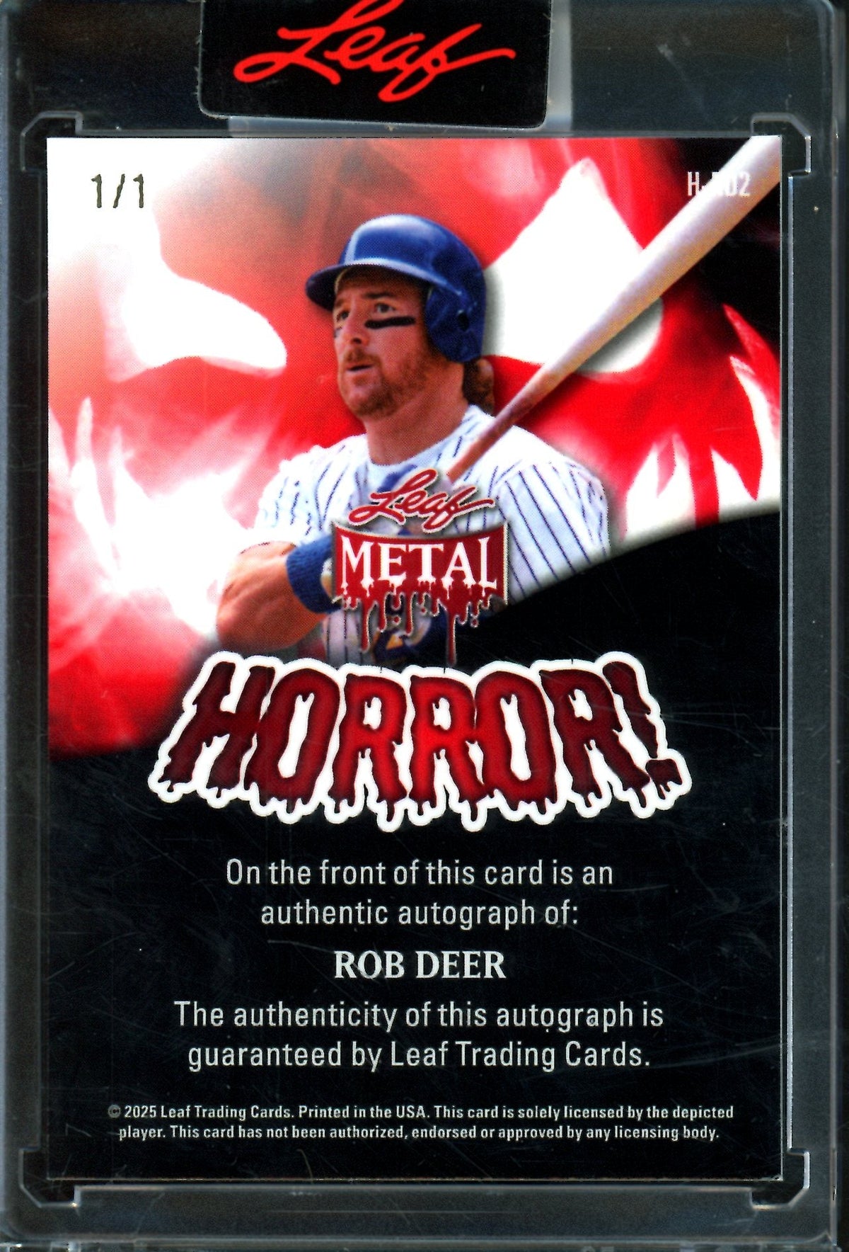 2025 Leaf Metal Rob Deer Pumpkins Horror Autograph 1/1 Brewers