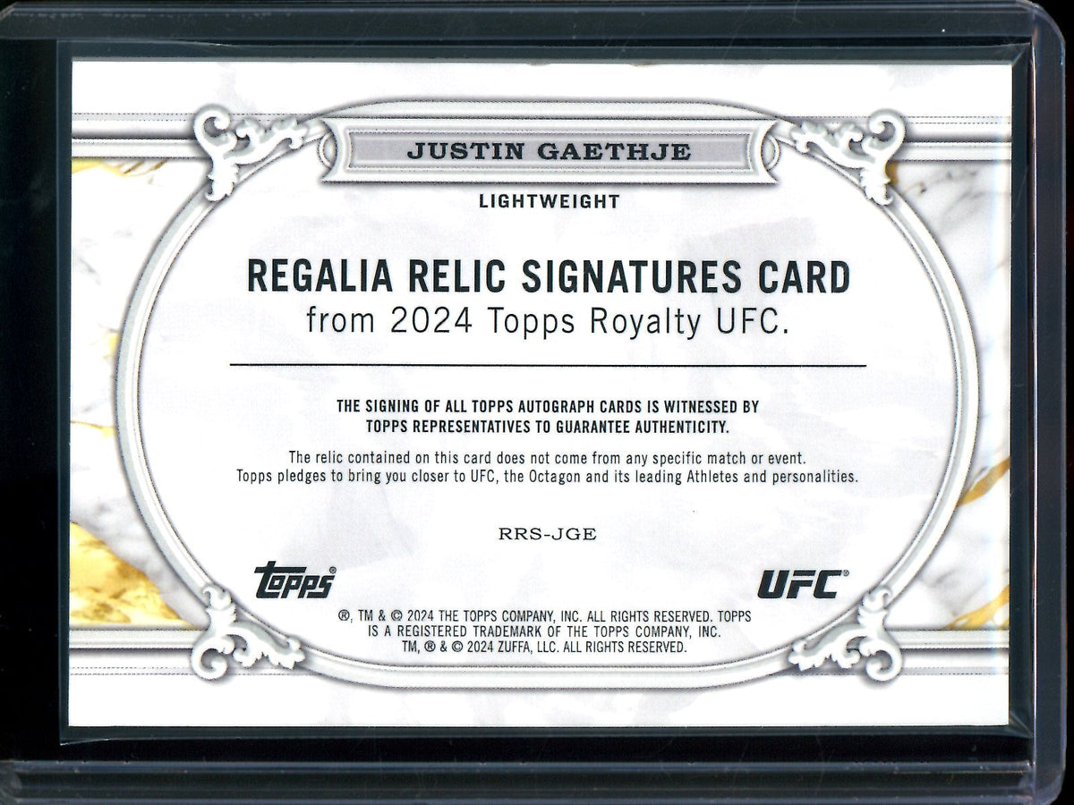 2024 Topps Royalty Justin Gaethje Regalia Relic Signatures Green /5 (Edge Damage)
