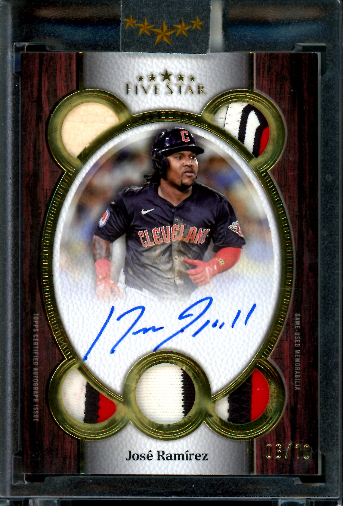 2025 Topps Five Star Jose Ramirez Quintuple Relic Autograph Encased /10 Guardians