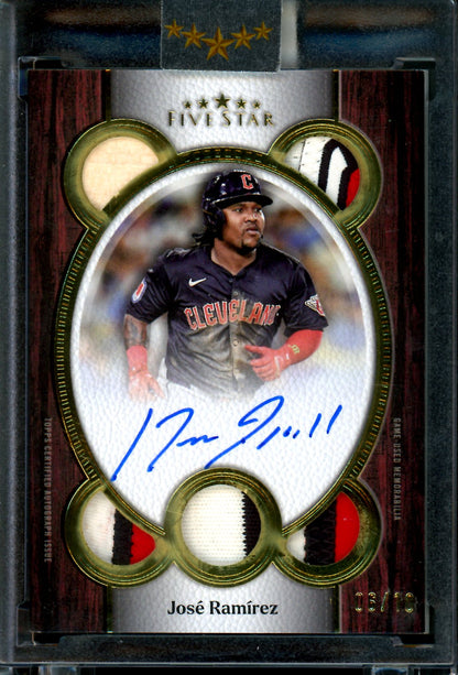 2025 Topps Five Star Jose Ramirez Quintuple Relic Autograph Encased /10 Guardians