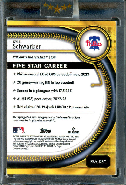 2024 Topps Five Star Kyle Schwarber Encased Autograph /99 Phillies