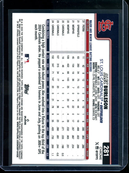 2025 Topps Chrome Logofractor Alec Burleson Gold Refractor /50 Cardinals