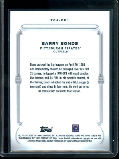 2026 Topps Tribute Barry Bonds Orange Refractor /25 Pirates
