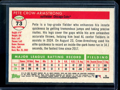 2025 Topps Chrome Platinum Pete Crow-Armstrong Green Refractor /99 Cubs