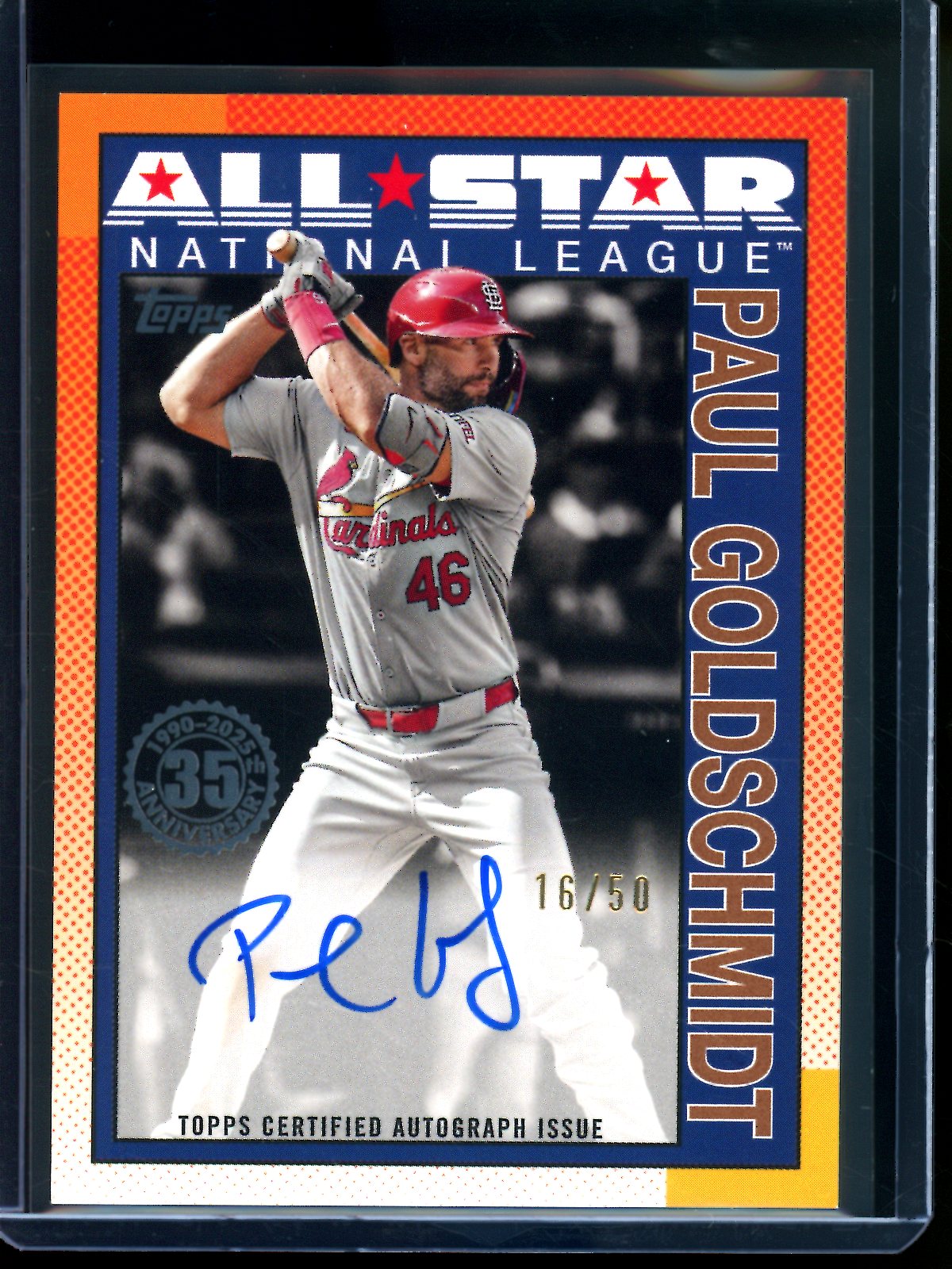 2025 Topps Flagship Paul Goldschmidt 1990 Gold Autograph /50 Cardinals