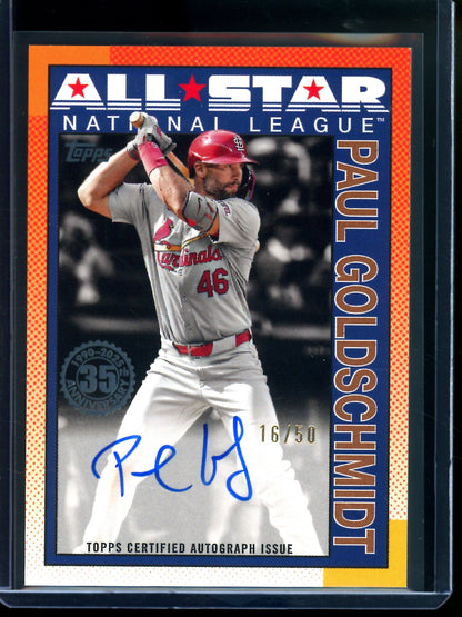 2025 Topps Flagship Paul Goldschmidt 1990 Gold Autograph /50 Cardinals