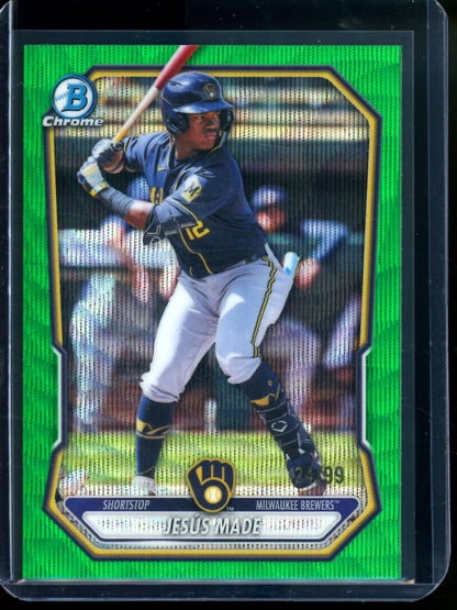 2026 Bowman Chrome Jesus Made Green Wave Refractor /99 Brewers