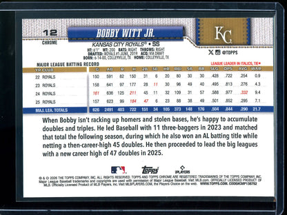 2026 Topps Chrome Bobby Witt Jr. Image Variation Refractor Royals