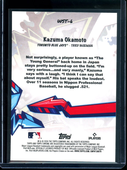 2026 Topps Chrome Kazuma Okamoto Rookie RC Wild Style Green Refractor /99 Blue Jays