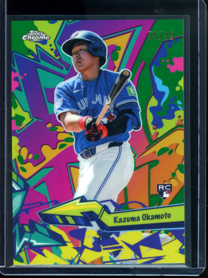 2026 Topps Chrome Kazuma Okamoto Rookie RC Wild Style Green Refractor /99 Blue Jays