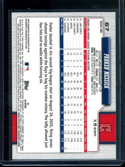 2026 Topps Flagship Parker Messick Rookie RC Autograph Guardians