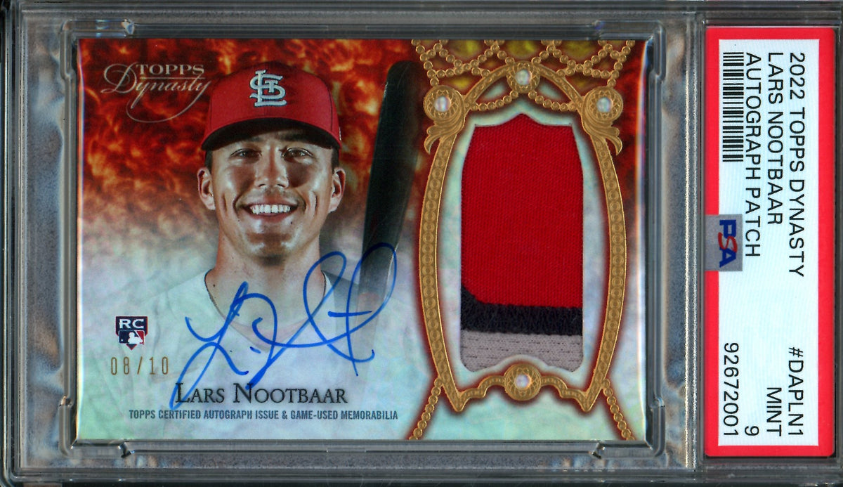 2022 Topps Dynasty Lars Nootbaar Rookie RC Patch Autograph /10 PSA 9 Cardinals