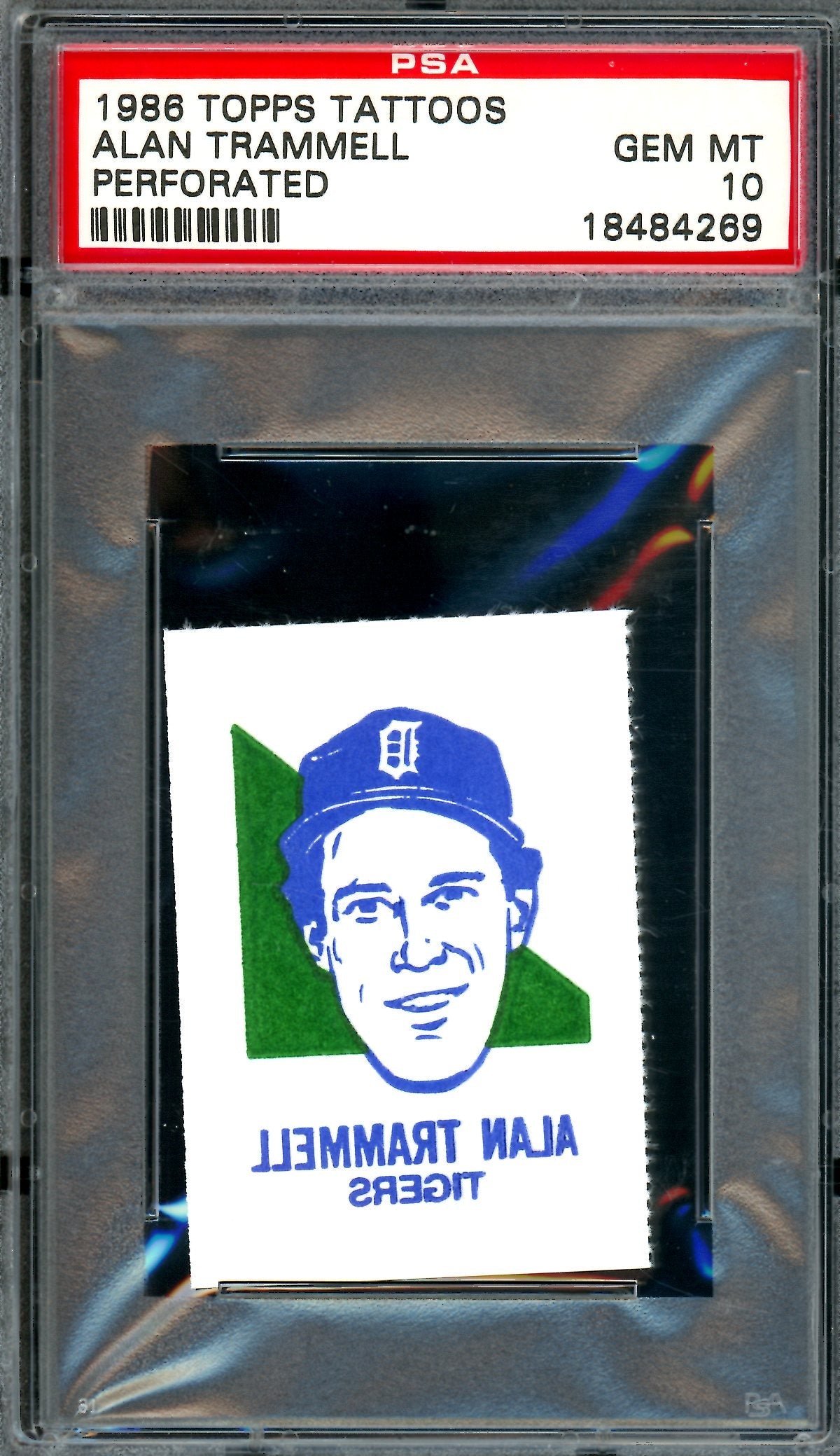 1986 Topps Tattoos Alan Trammell Perforated PSA 10 Tigers