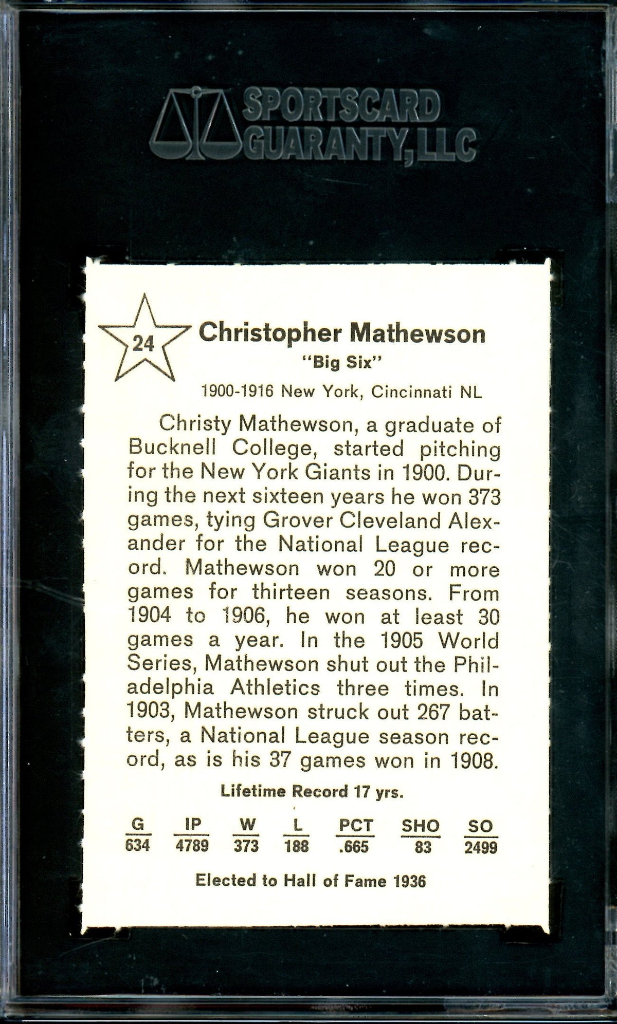 1961 Golden Press Christy Mathewson #24 SGC 10