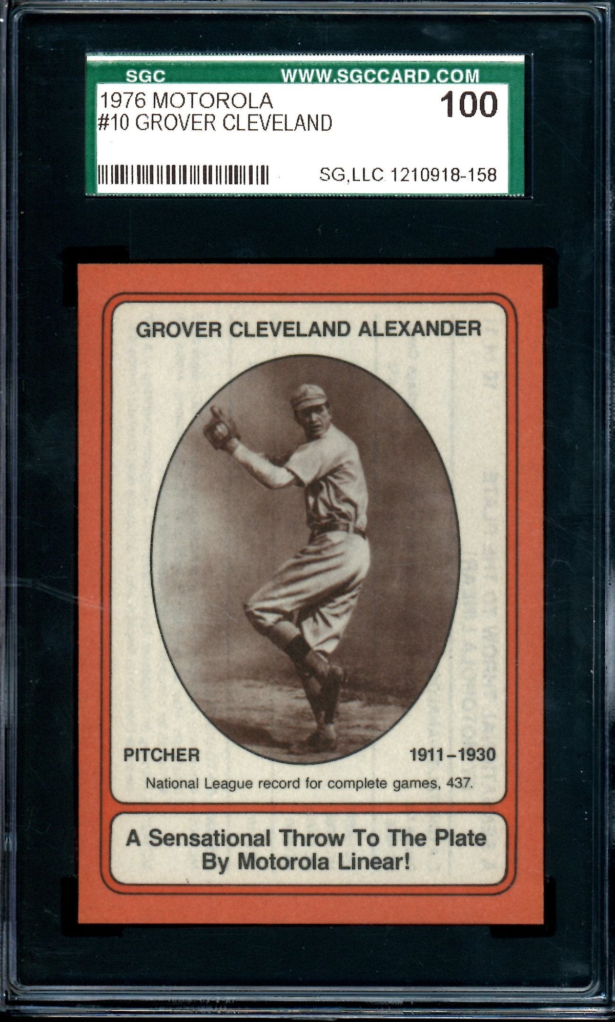 1976 Motorola Grover Cleveland #10 SGC 10