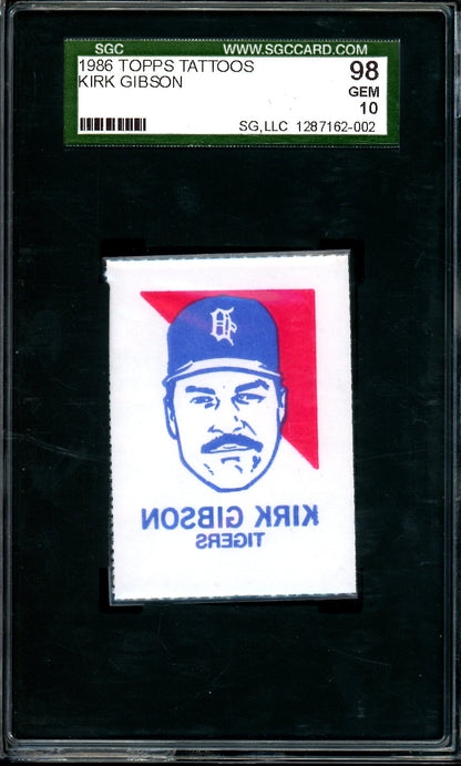1986 Topps Tattoos Kirk Gibson SGC 10 Tigers