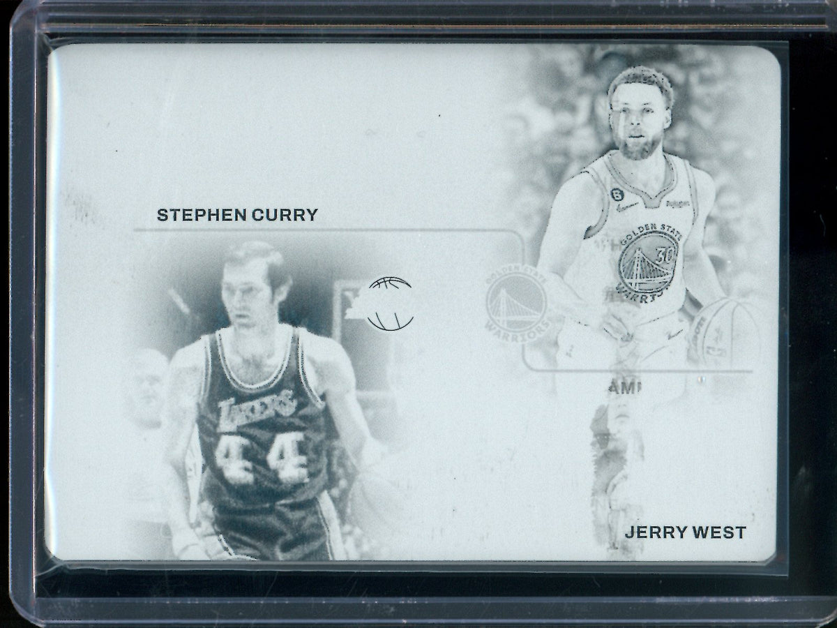 2023/24 Panini National Treasures Stephen Curry / Jerry West Photogenic Black Printing Plate 1/1