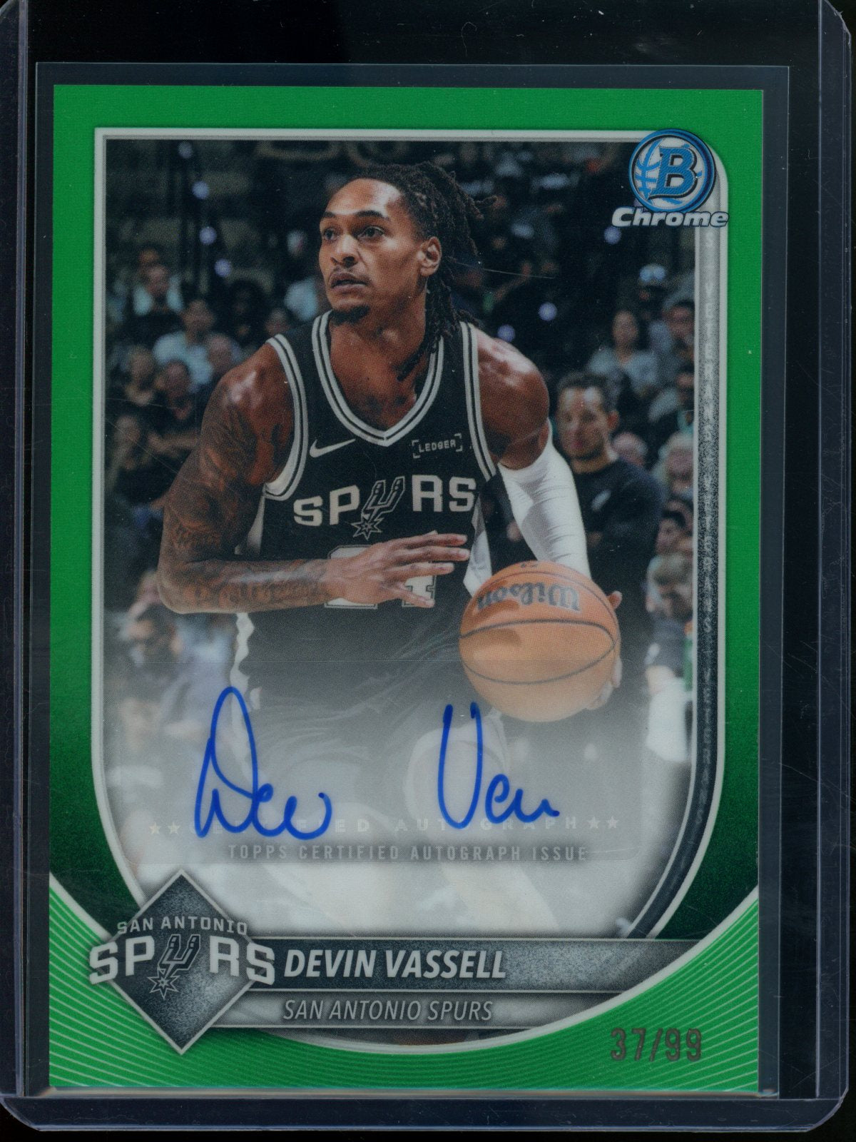2025/26 Bowman Chrome Devin Vassell Green Refractor Autograph /99 Spurs