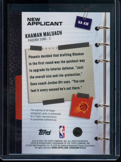 2025/26 Topps Flagship Khaman Maluach Rookie RC New Applicant Autograph Suns