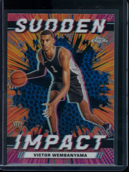 2023/24 Topps Chrome Victor Wembanyama Rookie RC Sudden Impact Blue Spurs