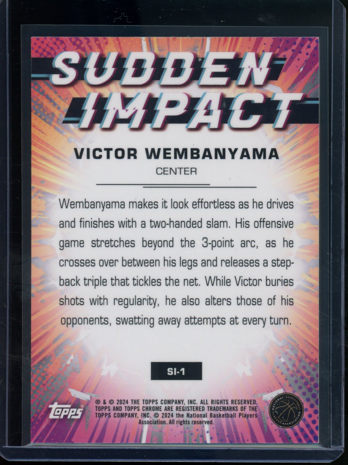2023/24 Topps Chrome Victor Wembanyama Rookie RC Sudden Impact Blue Spurs