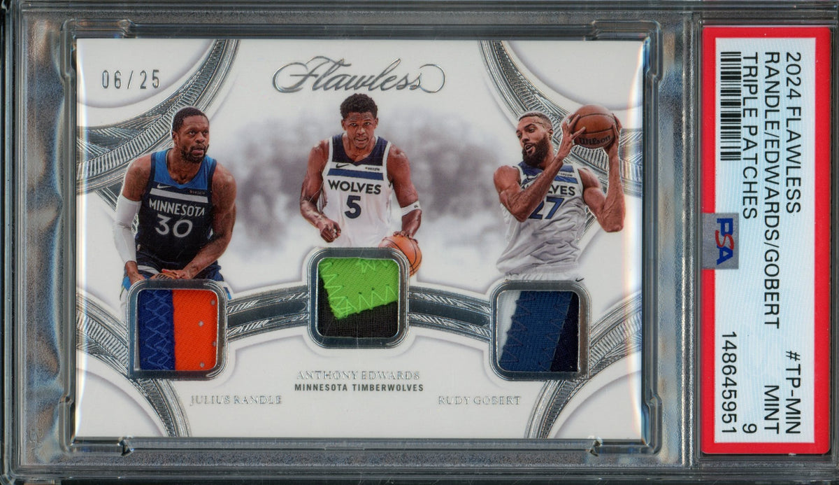 2024/25 Panini Flawless Randle / Edwards / Gobert Triple Patches /25 #TP-MIN PSA 9 Timberwolves