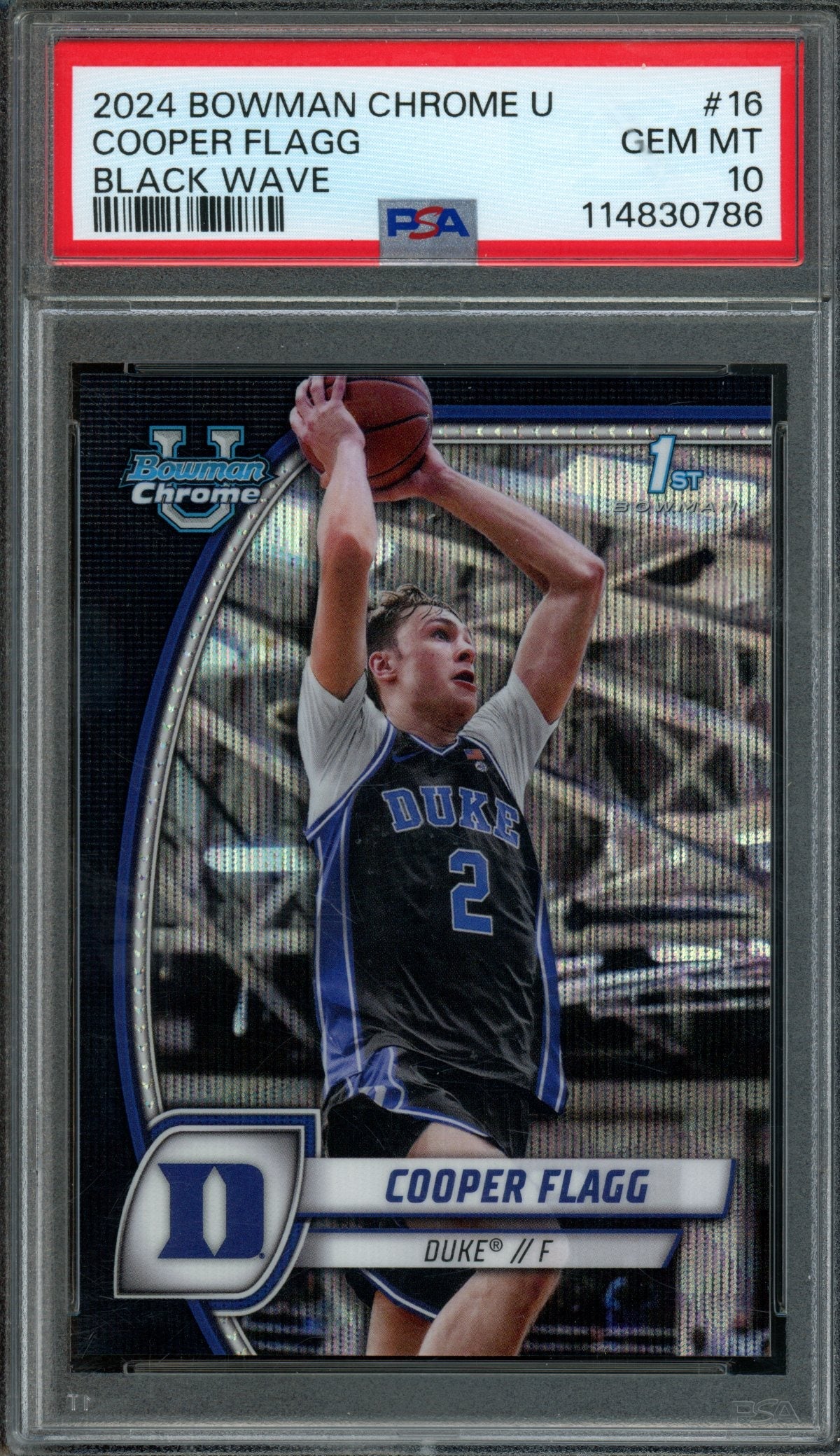 2024/25 Bowman Chrome Cooper Flagg 1st Black Wave Refractor PSA 10 Mavericks