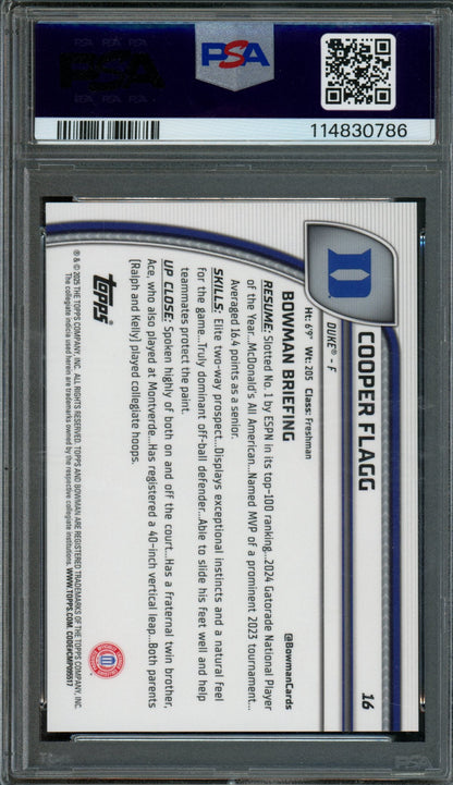 2024/25 Bowman Chrome Cooper Flagg 1st Black Wave Refractor PSA 10 Mavericks