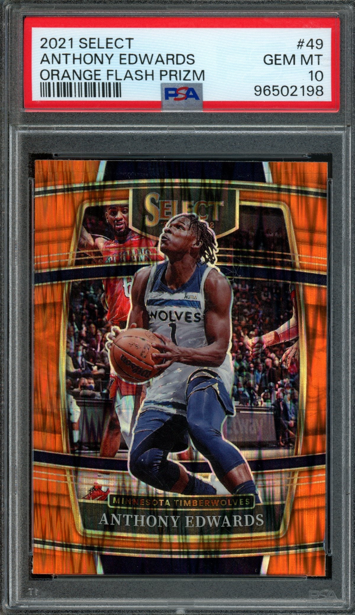 2021/22 Panini Select Anthony Edwards Orange Flash Prizm PSA 10 Timberwolves