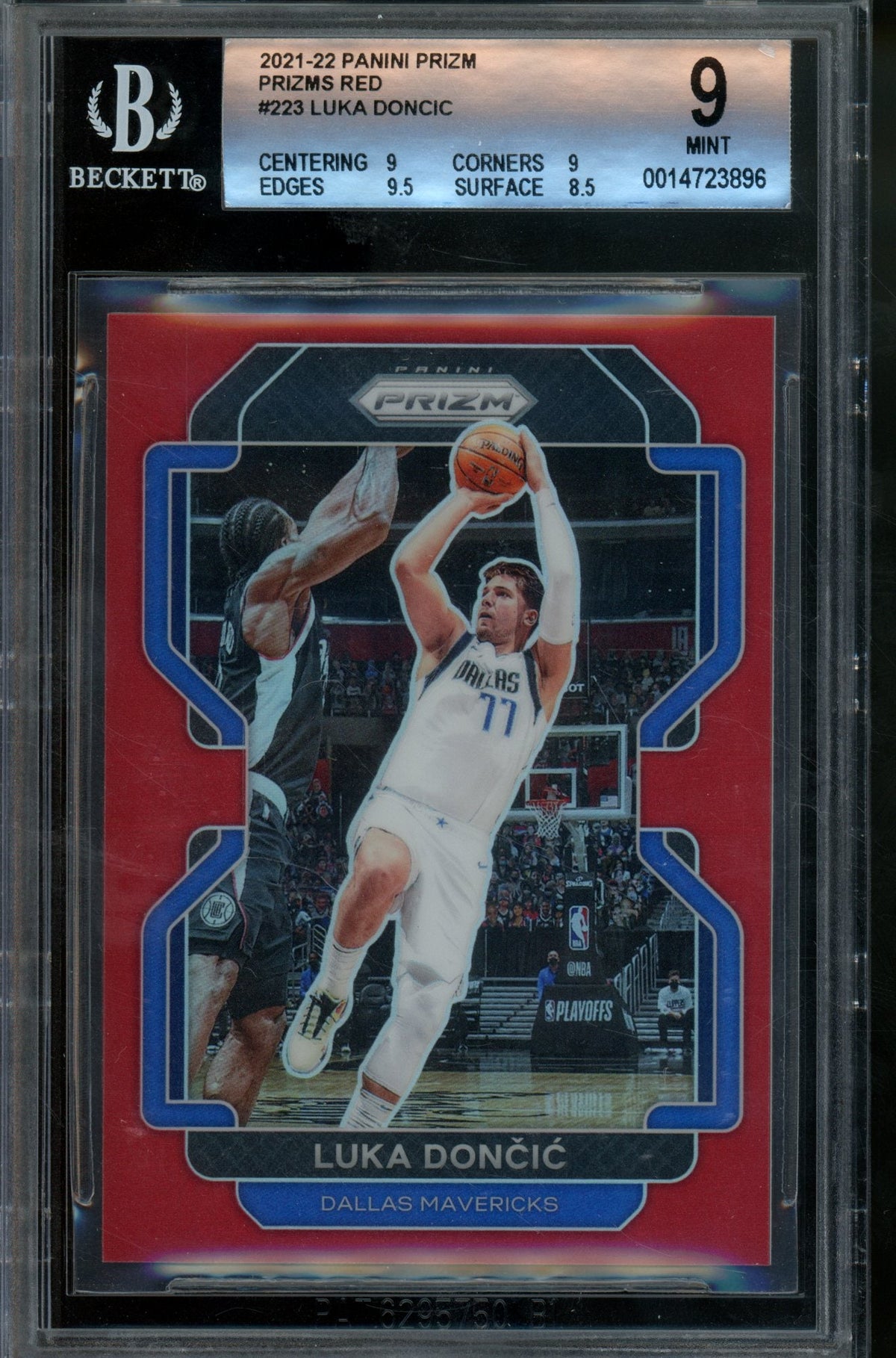 2021/22 Panini Prizm Luka Doncic Red Prizm /299 BGS 9 Mavericks