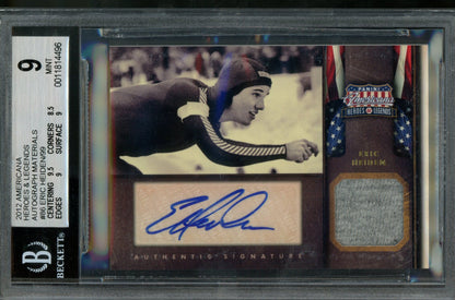 2012 Panini Heroes & Legends Eric Heiden Autograph Materials /99 BGS 9 USA