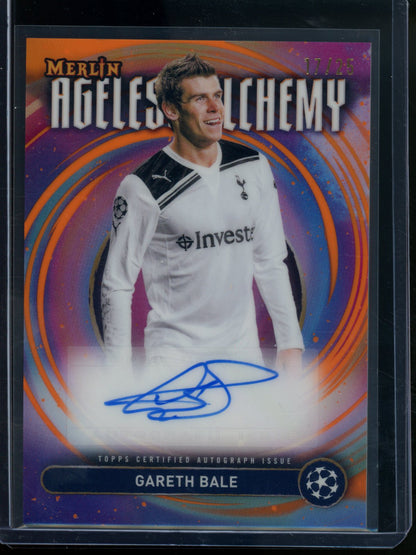 2025/26 Topps Merlin Gareth Bale Ageless Alchemy Orange Refractor Autograph /25 Tottenham