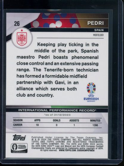 2024/25 Topps Chrome Pedri Black Refractor #26 Spain