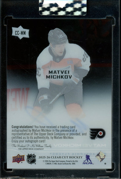 2025/26 Upper Deck Clear Cut Matvei Michkov Encased Autograph Flyers