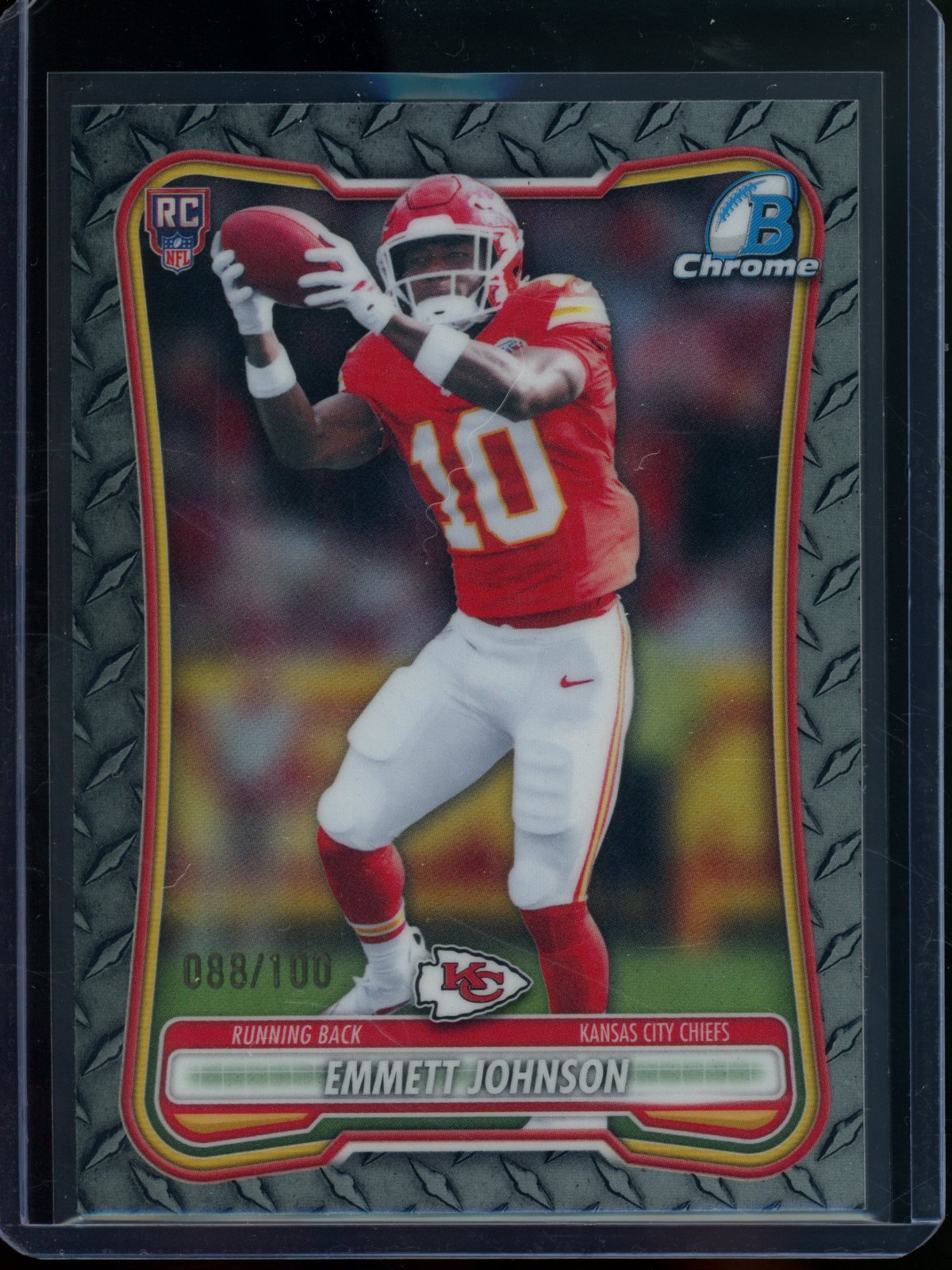 2026 Bowman Chrome Emmett Johnson Rookie RC Steel Refractor /100 Chiefs - Trading Card Market