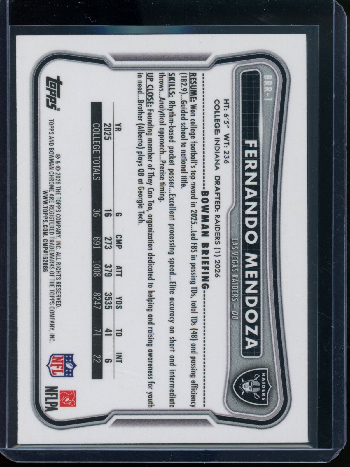2026 Bowman Chrome Fernando Mendoza Red Rookie RC Refractor Raiders - Trading Card Market