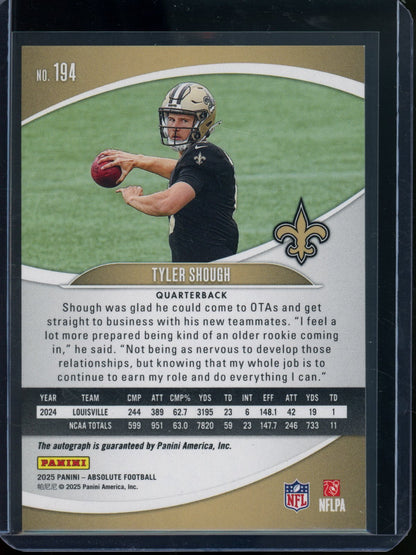 2025 Panini Absolute Tyler Shough Rookie RC Autograph Saints - Trading Card Market