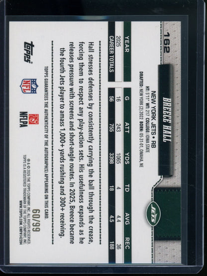 2026 Topps Flagship Breece Hall Green Foil Autograph /99 Jets - Trading Card Market