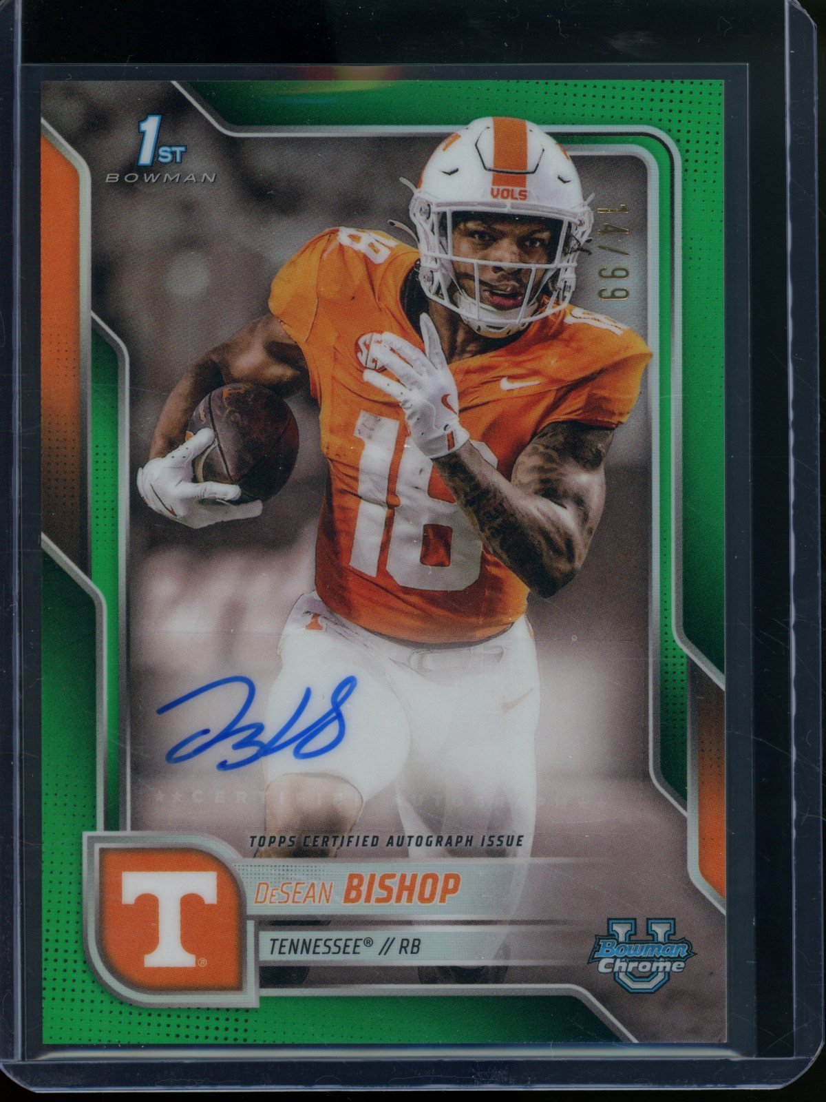 2025 Bowman Chrome DeSean Bishop 1st Autograph Green Refractor /99 Tennessee - Trading Card Market