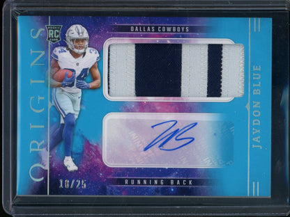 2025 Panini Origins Jaydon Blue Rookie RC Jersey Patch Autograph /25 Cowboys - Trading Card Market