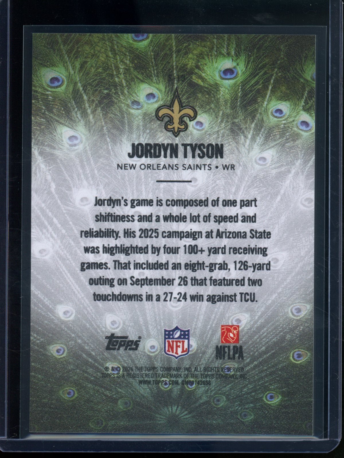 2026 Topps Flagship Jordyn Tyson Rookie RC Peacock SP Saints - Trading Card Market