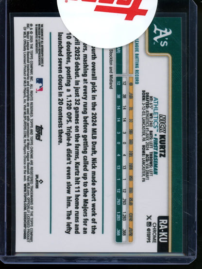 2025 Topps Chrome Nick Kurtz Rookie RC Lava Refractor Autograph /125 Sealed Athletics - Trading Card Market