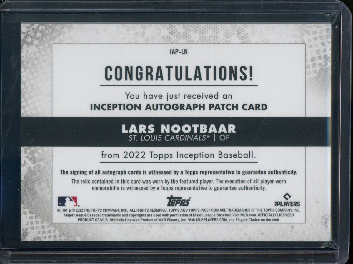 2022 Topps Inception Lars Noorbaar Rookie RC Patch Autograph /75 Cardinals - Trading Card Market