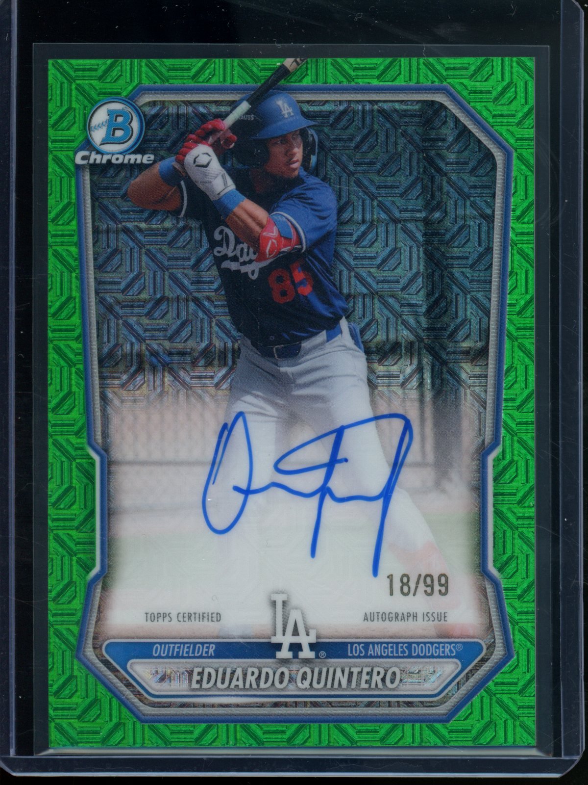 2026 Bowman Chrome Eduardo Quintero Green Mojo Refractor Autograph /99 Dodgers