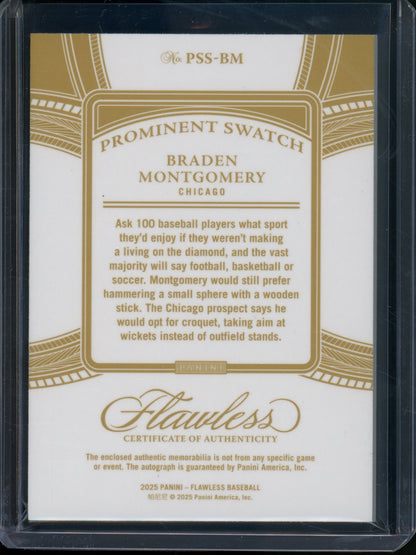 2025 Panini Flawless Braden Montgomery Rookie RC Patch Autograph Sapphire /15 White Sox - Trading Card Market